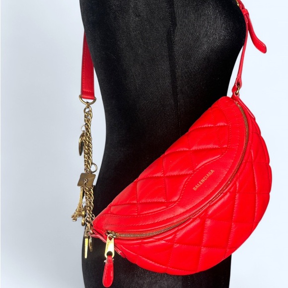 Balenciaga Red Quilted Crossbody Bag - Picture 1 of 4